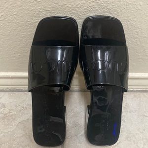 Imitation black Gucci rubber slides with heel